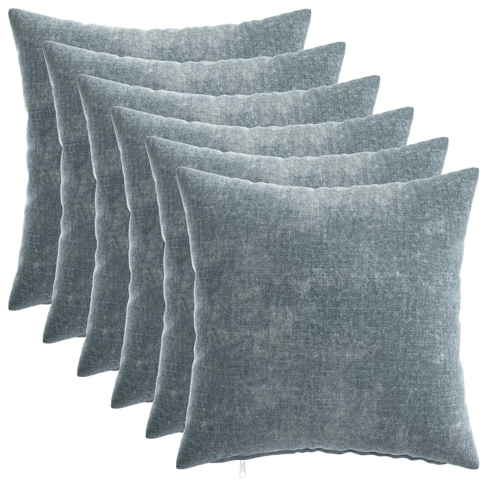 Pudebetræk HEERLEN 6 stk. lyseblå 30 x 30 cm i chenille