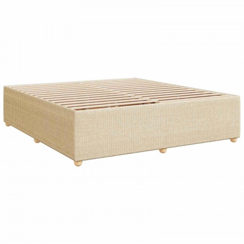 LED boksmadrasseng med madras 140 x 200 cm i stof - cremefarvet