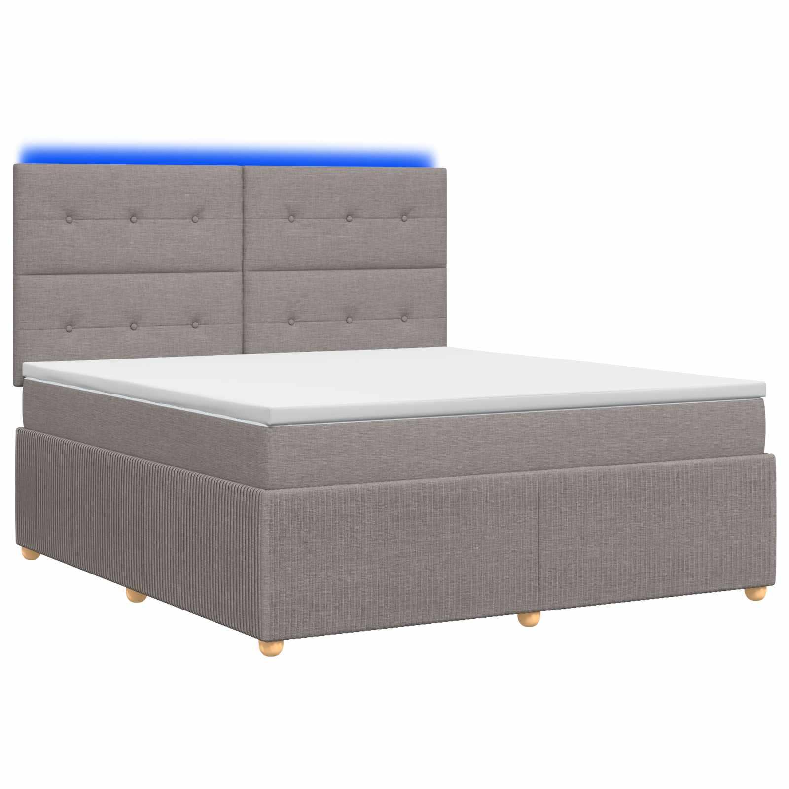 LED boksmadrasseng med madras 140 x 200 cm - gråbrun stof