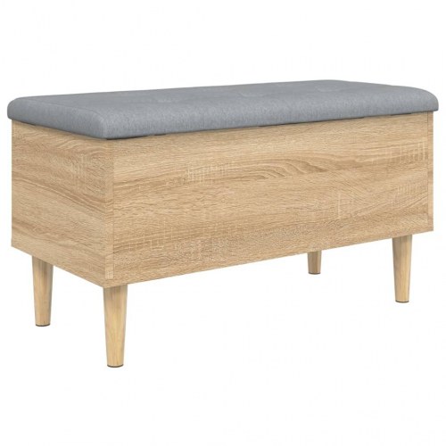 Skobænk med opbevaring 82 x 42 x 46 cm i sonoma-eg med lysegrå hynde