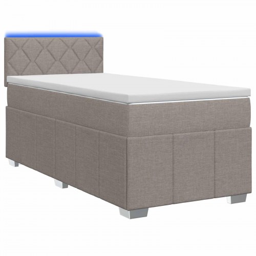 Boxmadras seng med topmadras og justerbar hovedgavl 90 x 200 cm gråbrun stof