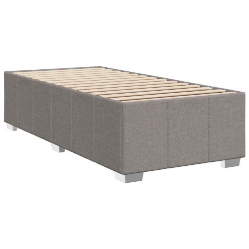 Boxmadras seng med topmadras og justerbar hovedgavl 90 x 200 cm gråbrun stof