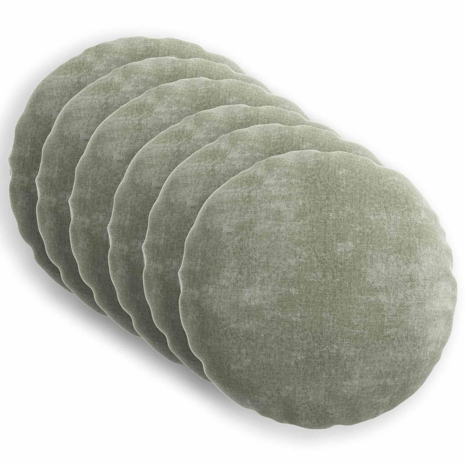 Pudebetræk 6 stk. HEERLEN grøn Ø 50 cm i chenille