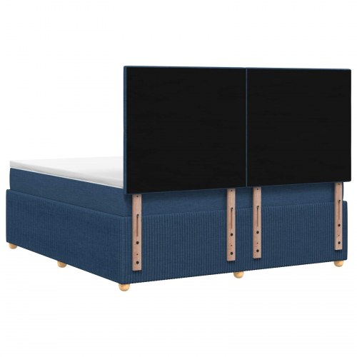 LED boksmadrasseng med madras 140 x 190 cm - blå stof