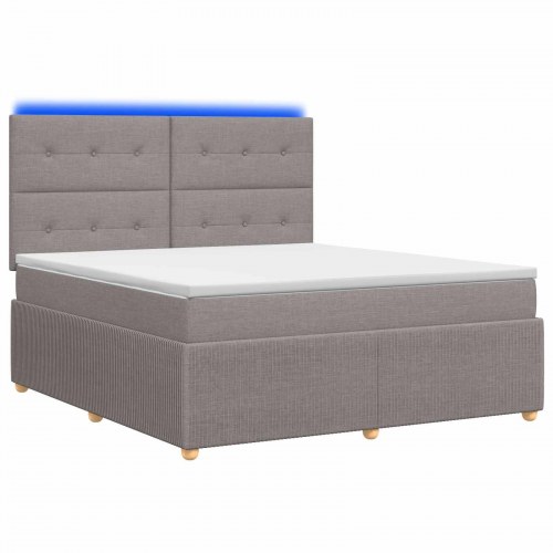 LED boksmadrasseng med madras 140 x 190 cm - gråbrun stof