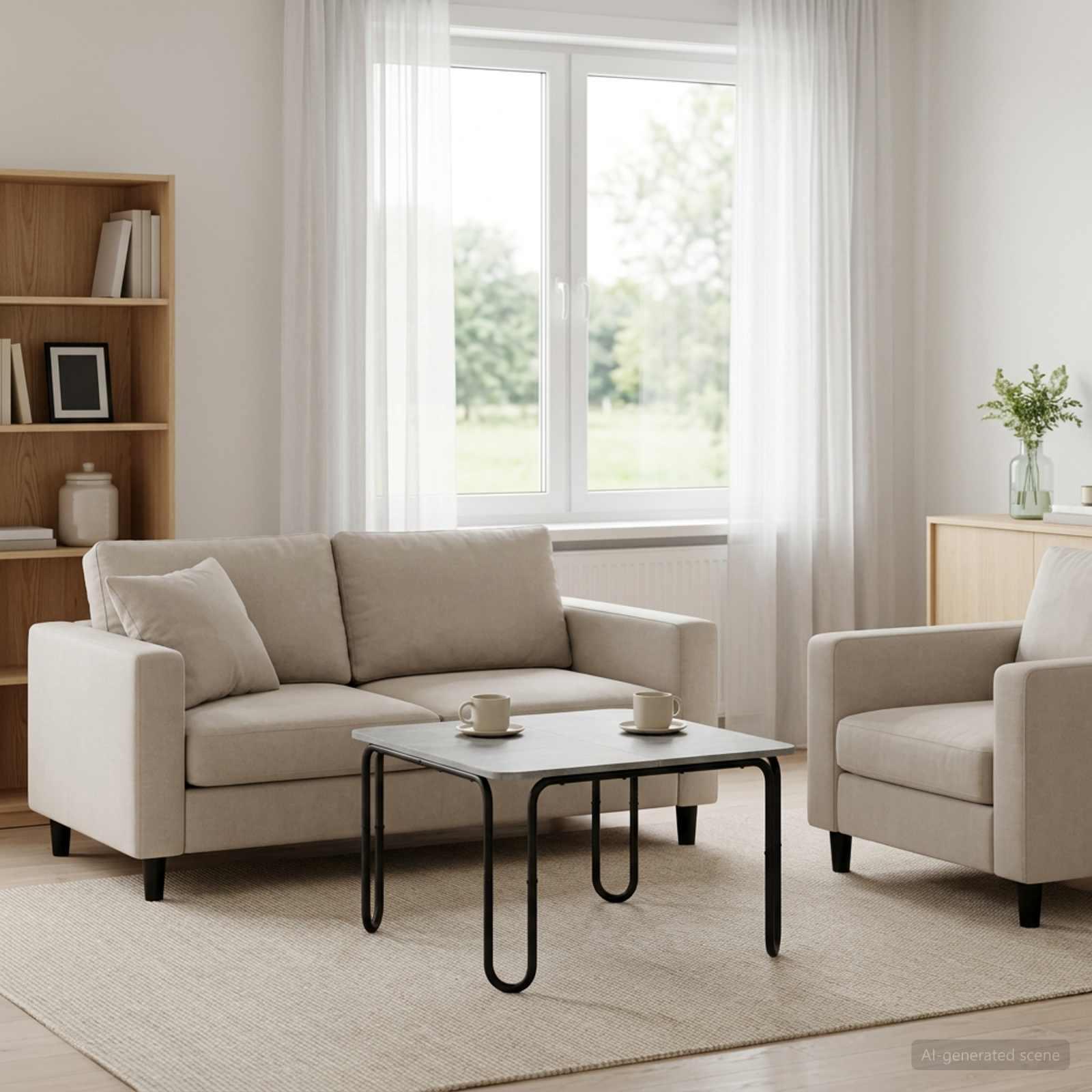 vidaXL Sofabord Betongrå 100 x 100 x 45 cm Konstrueret træ