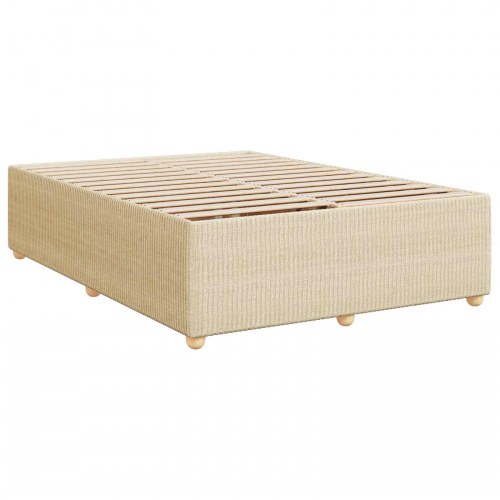 LED boksmadrasseng med madras 140 x 190 cm - cremefarvet stof