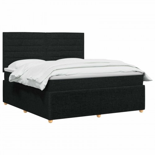 LED boksmadrasseng med madras 140 x 190 cm - sort stof