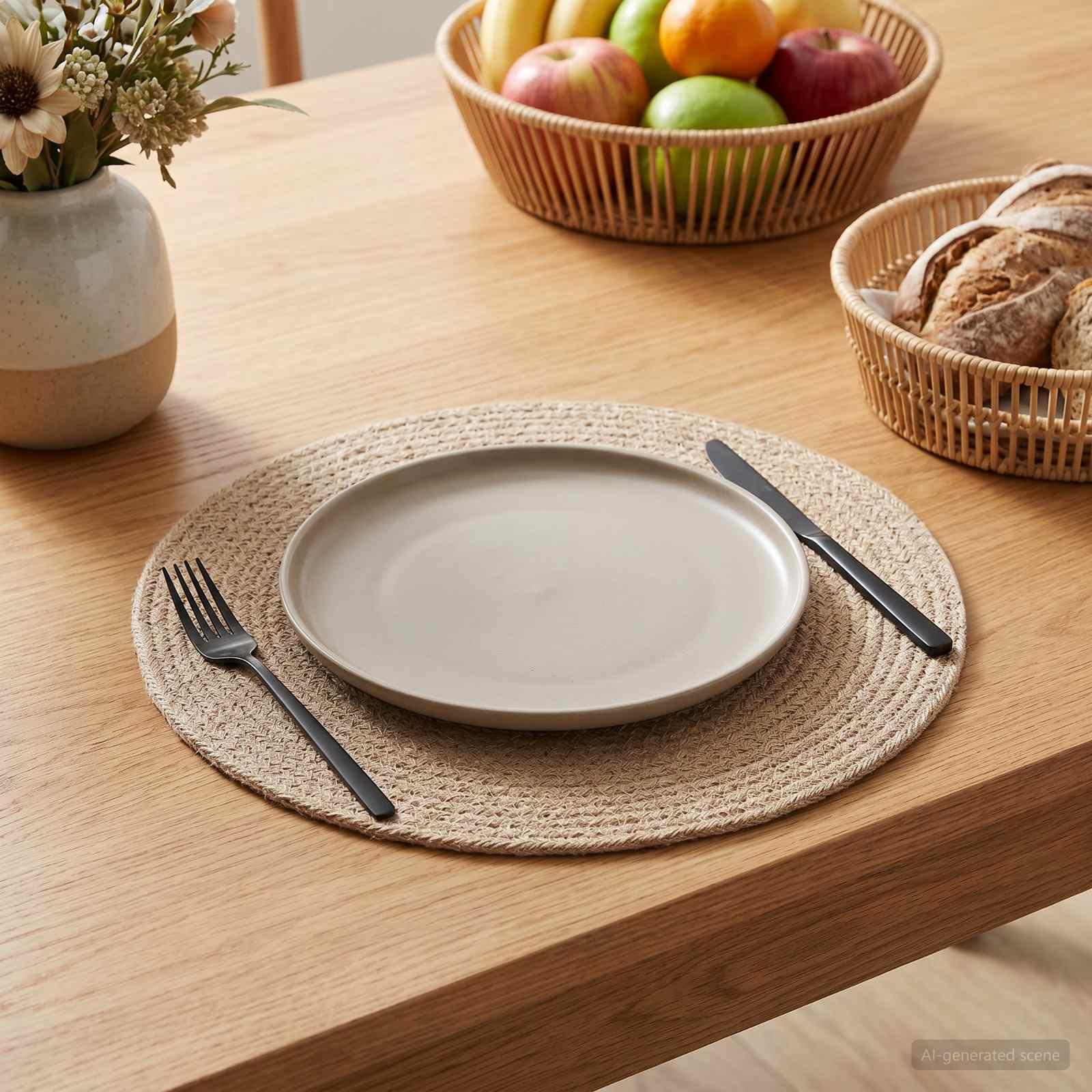 Jute dækkeservietter 50 stk. naturfarvet 30 cm i 100% Tossa jute