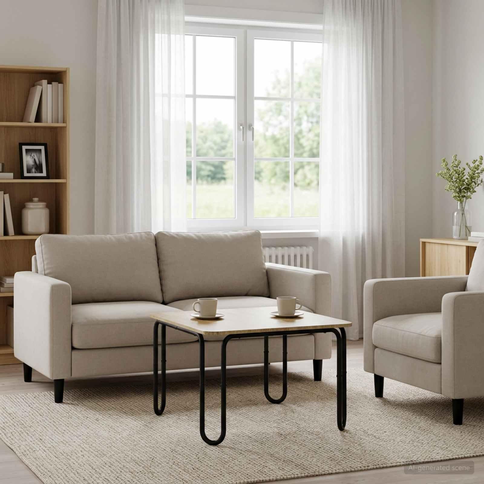 Sofabord i sonoma-eg 79,5 x 79,5 x 45 cm med U-formede ben