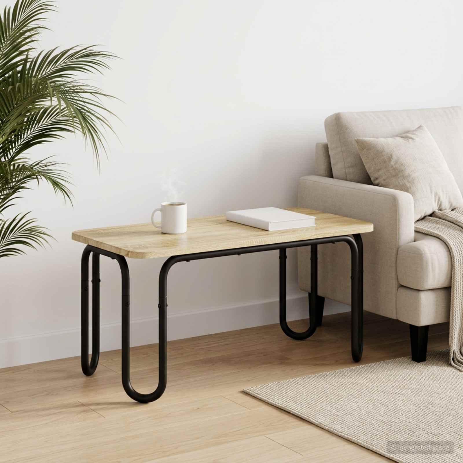 Sofabord i sonoma-eg 100 x 50 x 45 cm med U-formede ben