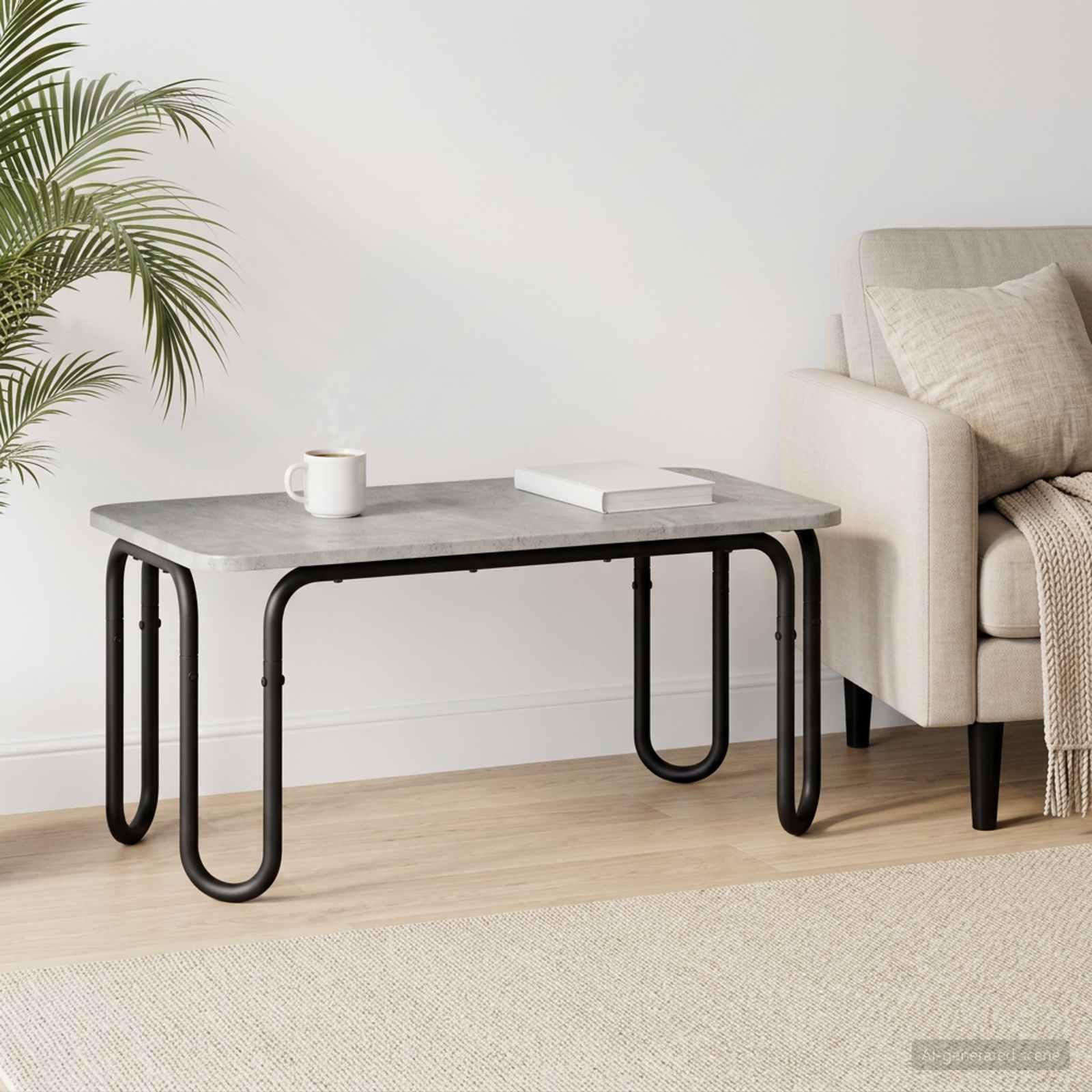 vidaXL Sofabord Betongrå 79,5 x 40 x 36 cm Konstrueret træ