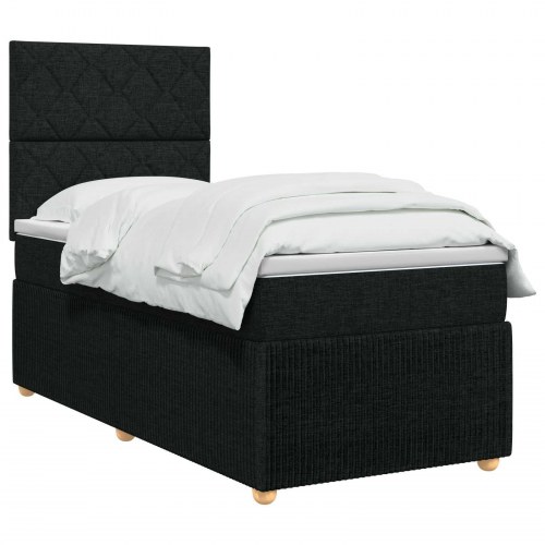 LED boksmadrasseng med madras 100 x 200 cm - sort stof