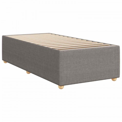 LED boksmadrasseng med madras 100 x 200 cm - gråbrun stof