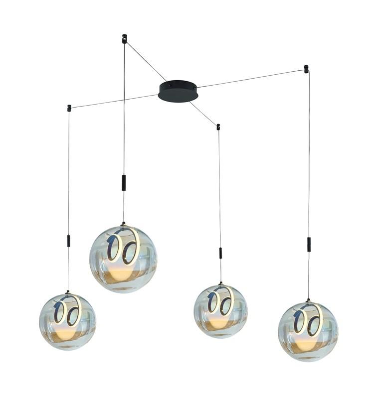 Pendellampe LED 40 W 2.000 lm med 4 glaskupler