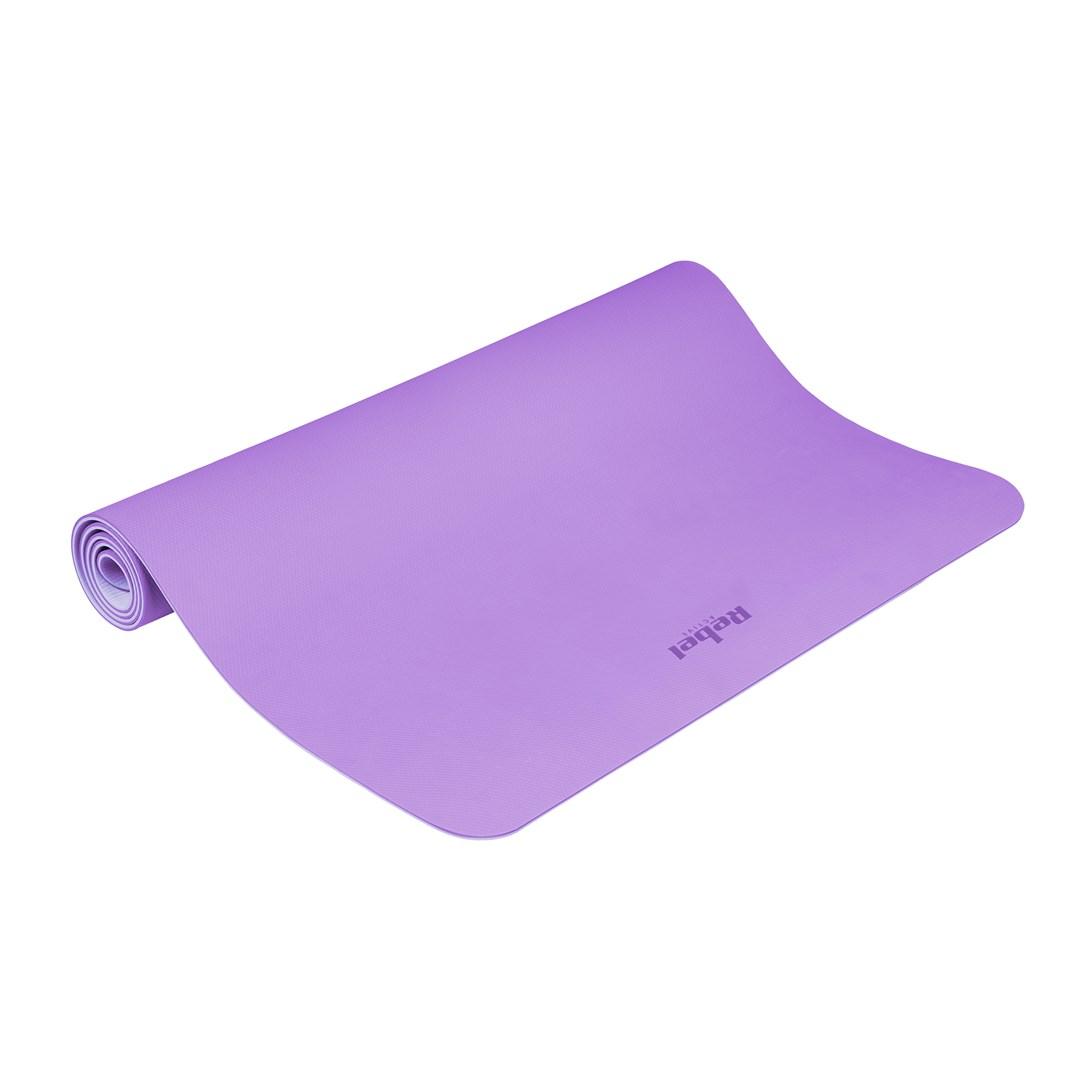 Gimnastikos kilimėlis jogai, pilatesui, fitnesui, 200x115cm, 1cm storio, TPE medžiaga, violetinė, REBEL ACTIVE