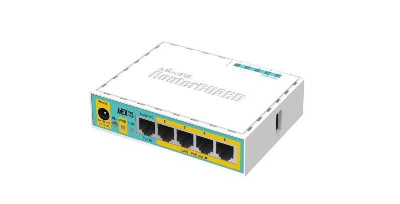 MikroTik hEX PoE lite Fast Ethernet-router hvid