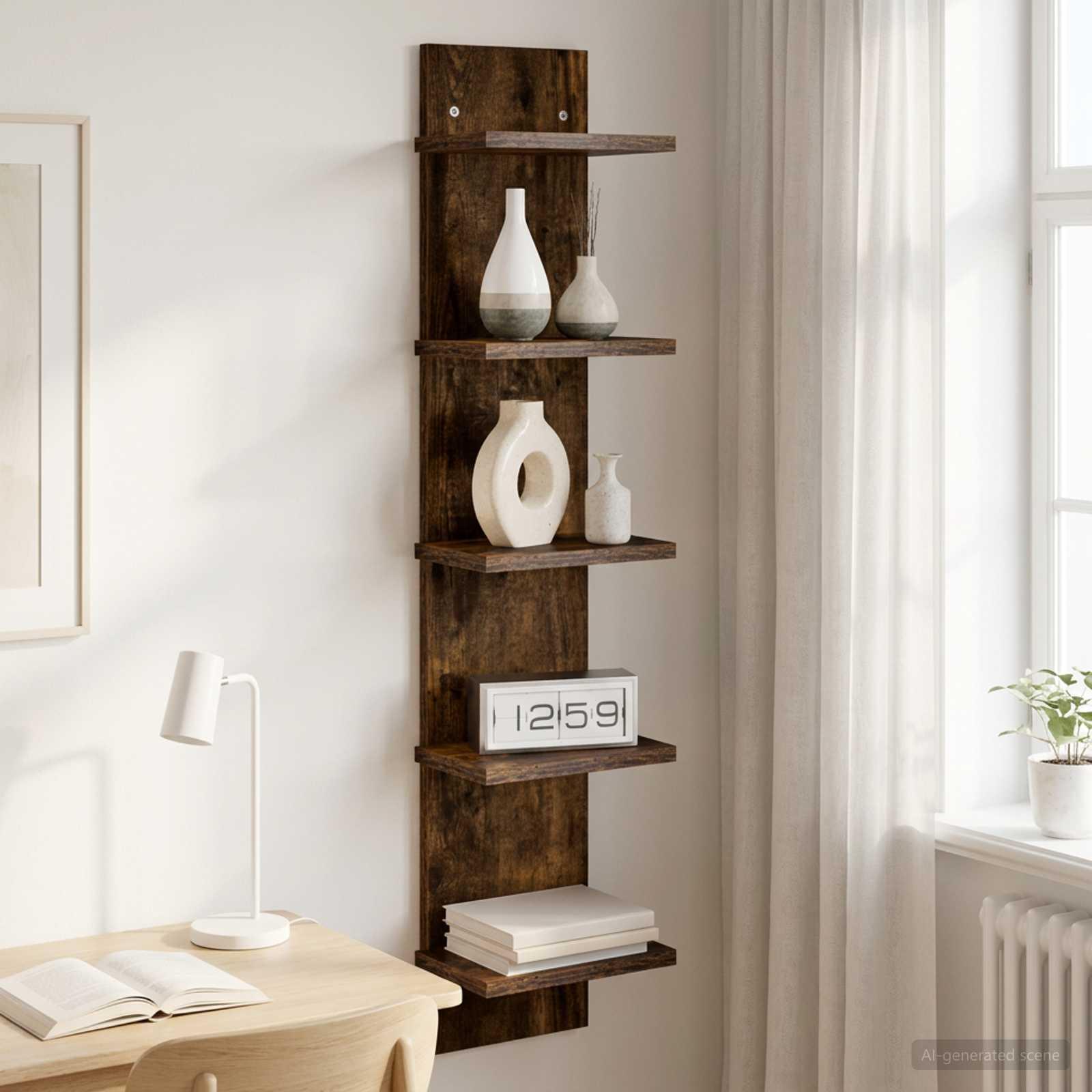 vidaXL Væghylde Røget eg 22 x 15 x 100 cm Konstrueret træ