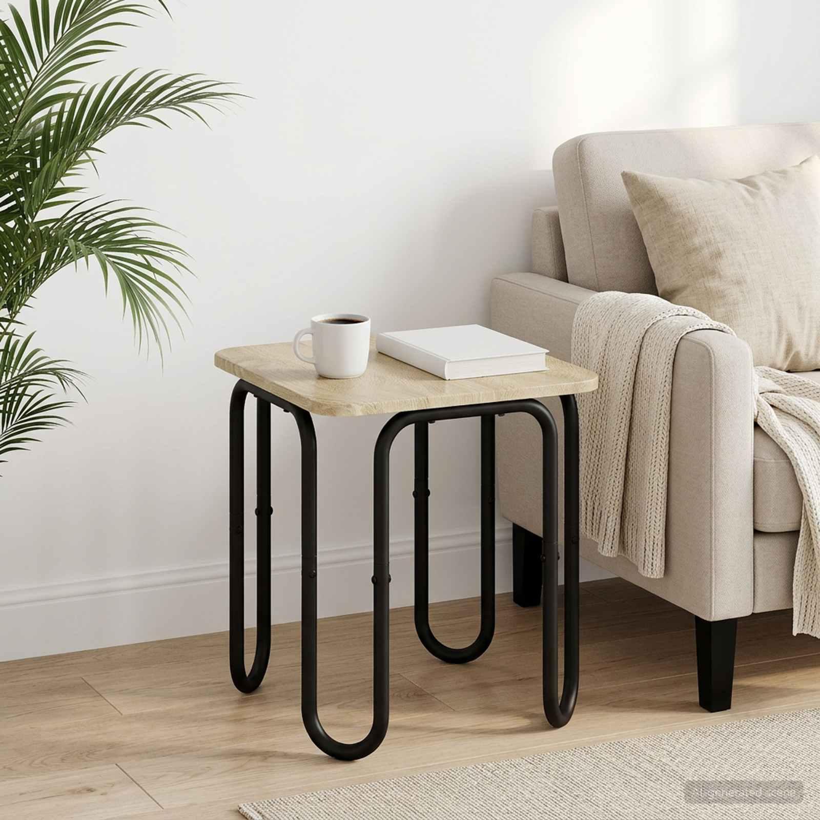 Sofabord i sonoma-eg 40 x 40 x 45 cm med U-formede ben