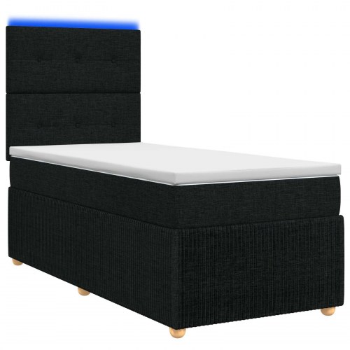 LED boksmadrasseng med madras 90 x 200 cm - sort stof