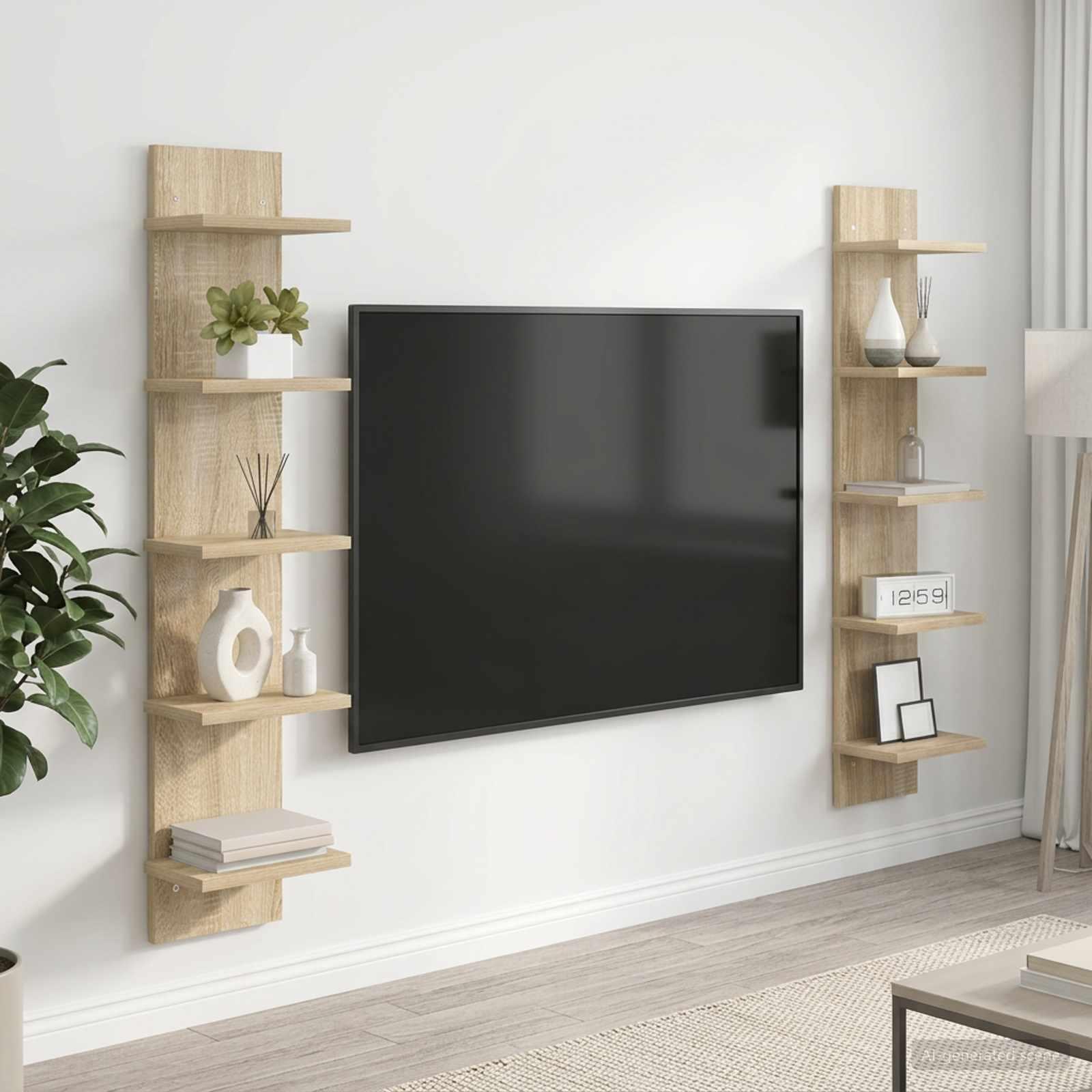 vidaXL Væghylde 2 stk. Sonoma-eg 22 x 15 x 100 cm Konstrueret træ
