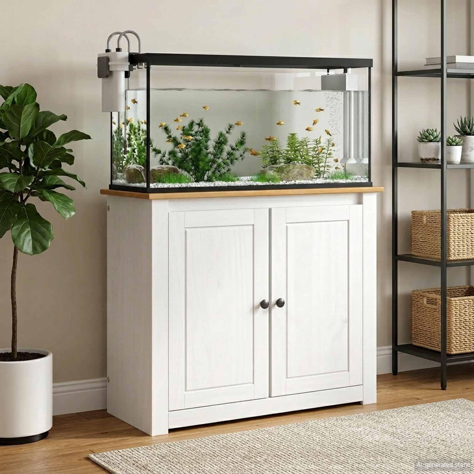 vidaXL Akvarium stand PANAMA Hvid og brun 81 x 36 x 73 cm 250 kg