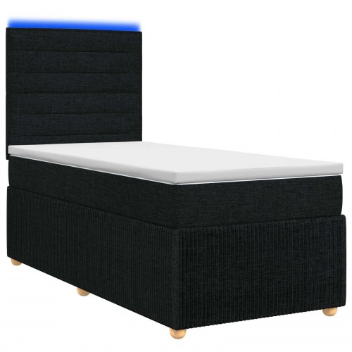LED boksmadrasseng med madras 90 x 200 cm - sort stof
