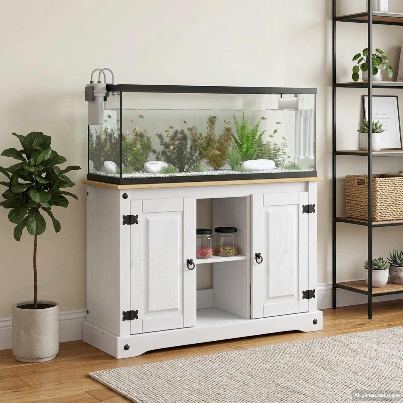 vidaXL Akvarium stand CORONA Hvid og brun 101,5 x 37 x 73 cm 300 kg