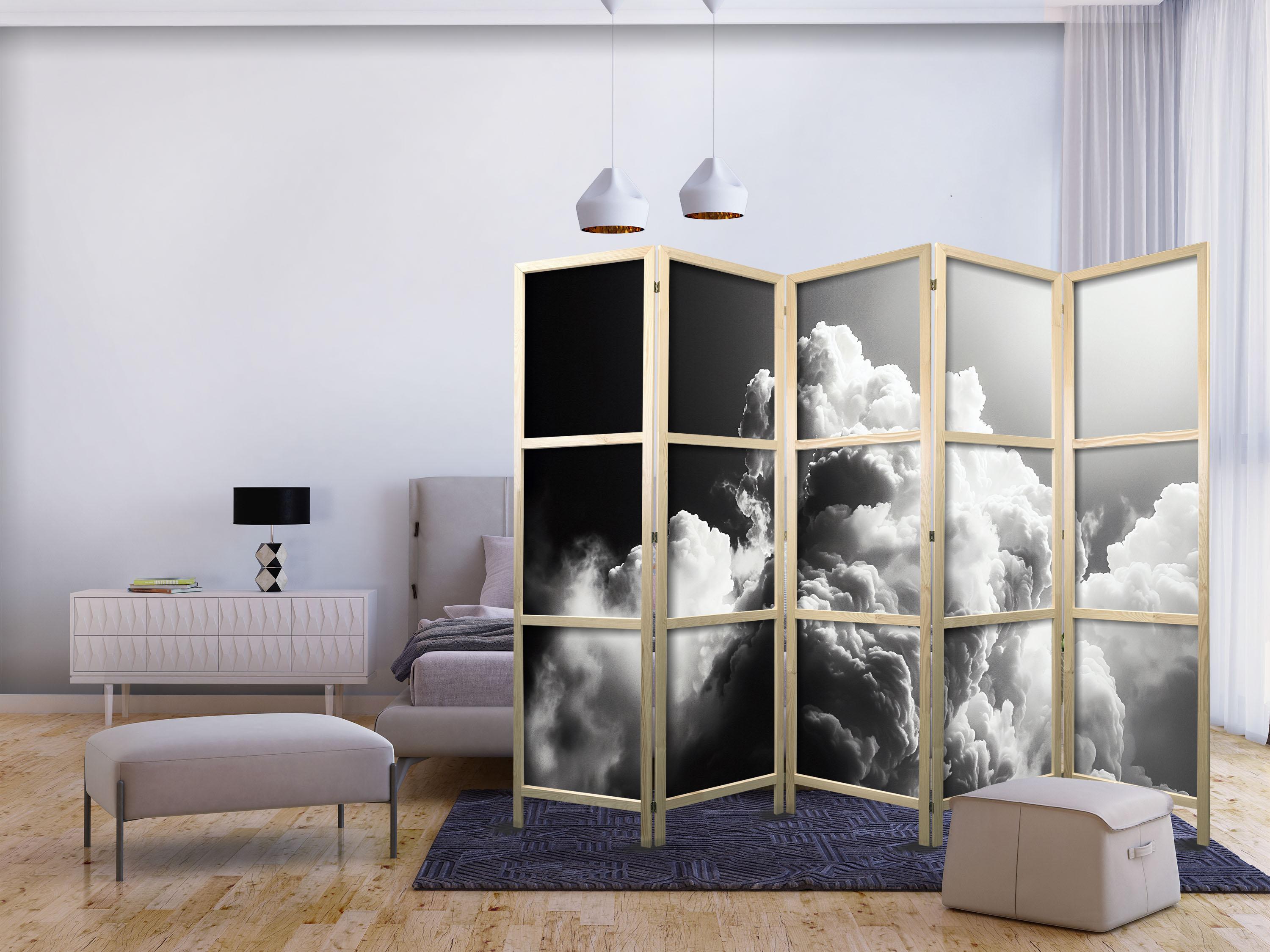 Japansk skærmvæg med skymotiv 225 × 172 cm - 5-panels rumdeler