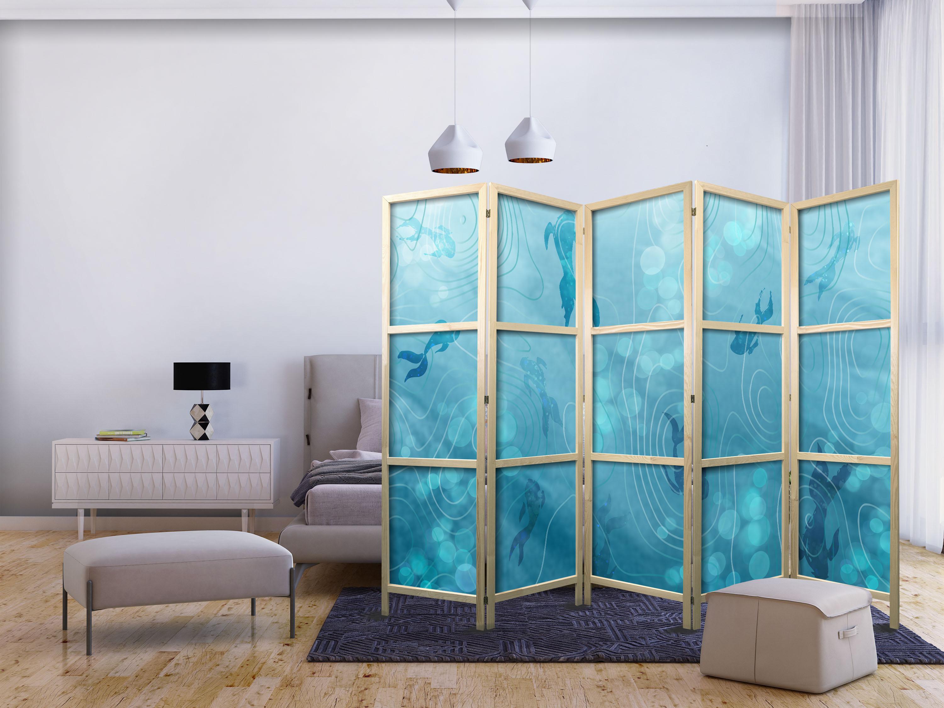Japansk skærmvæg med koi-fisk under vandoverfladen 225 x 172 cm
