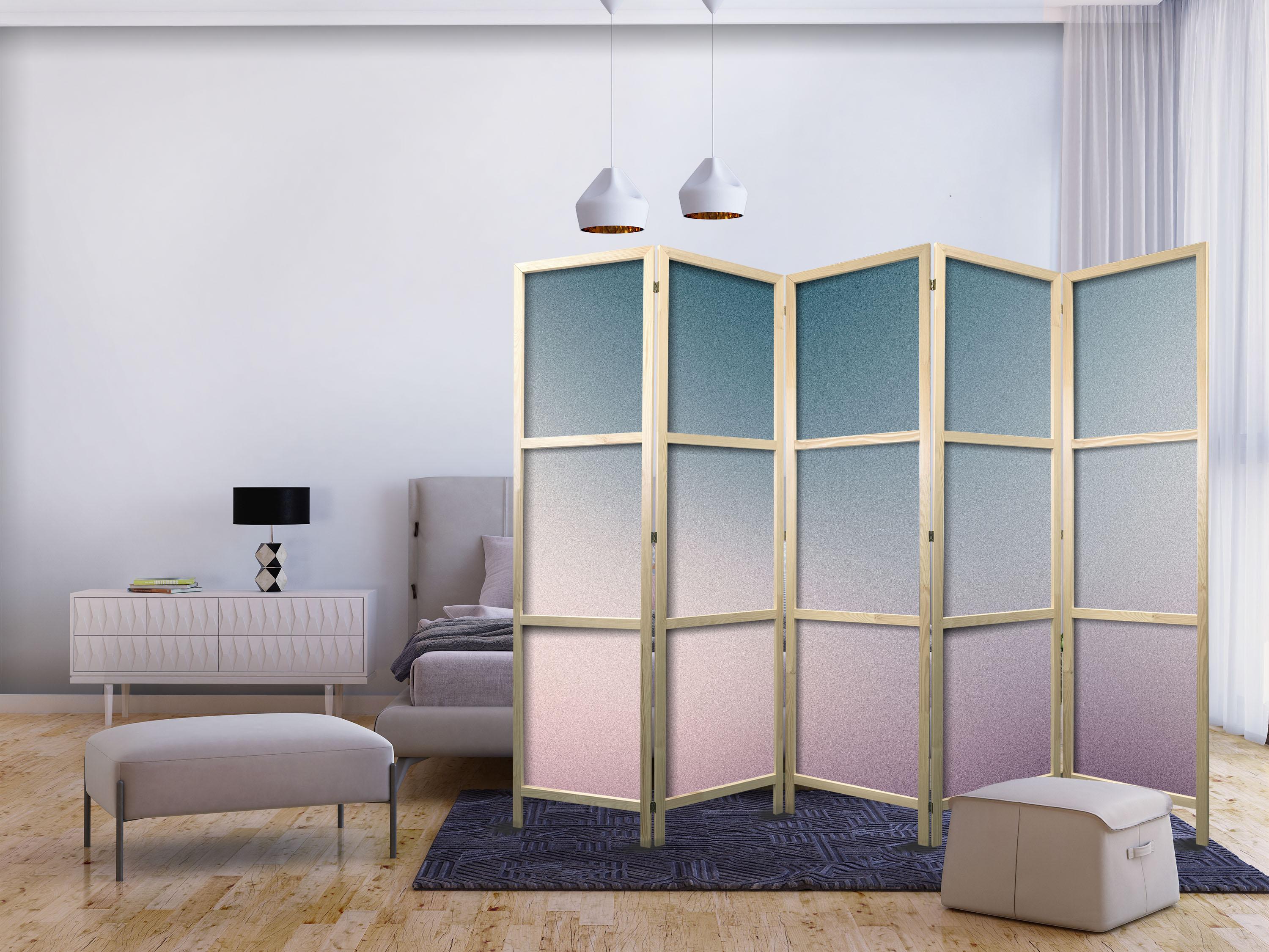 Japansk skærmvæg 5-panel - Nostalgisk gradient i afdæmpede farver 225 x 172 cm
