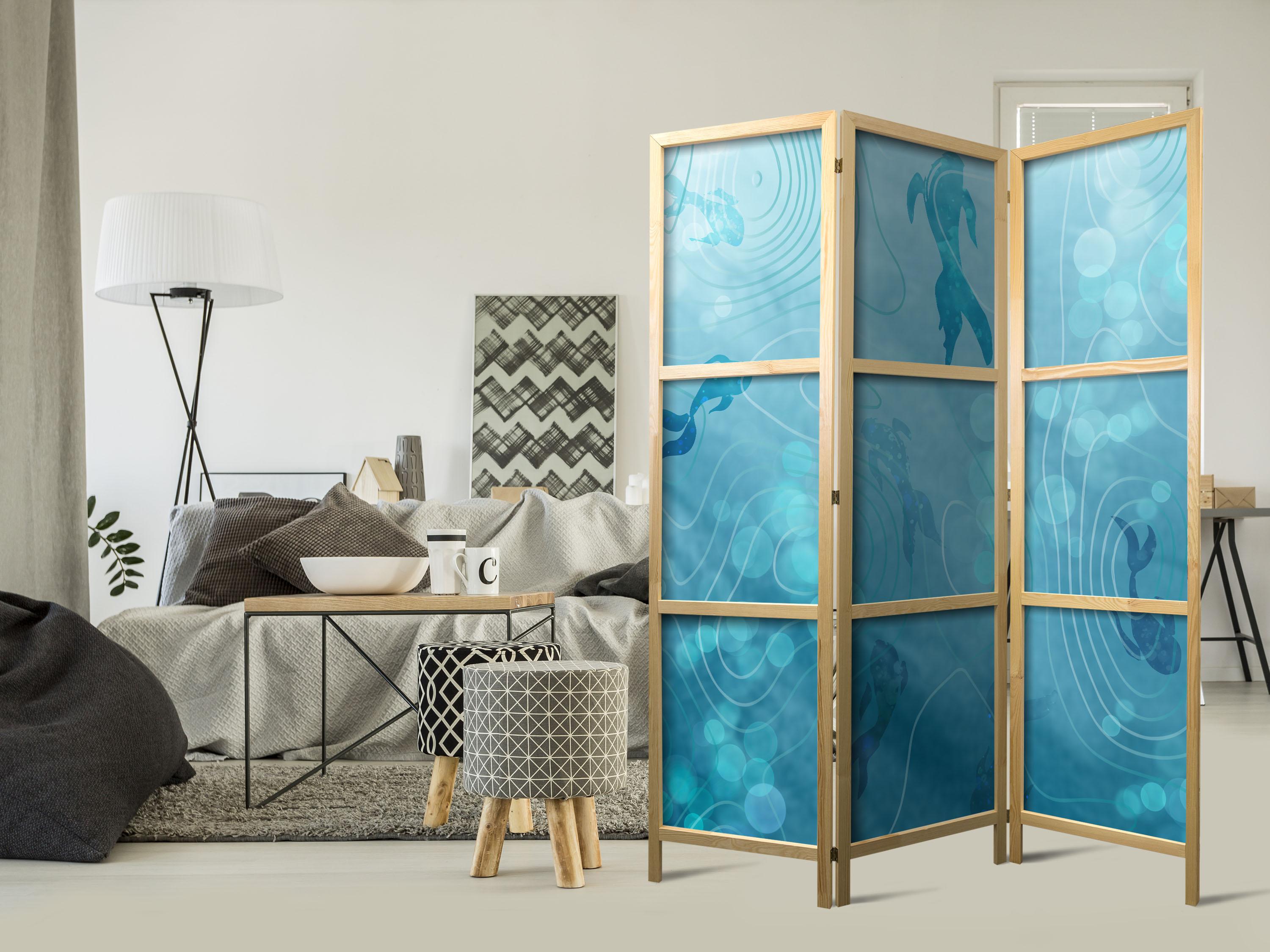 Japansk skærmvæg med koi fisk 135 x 172 cm