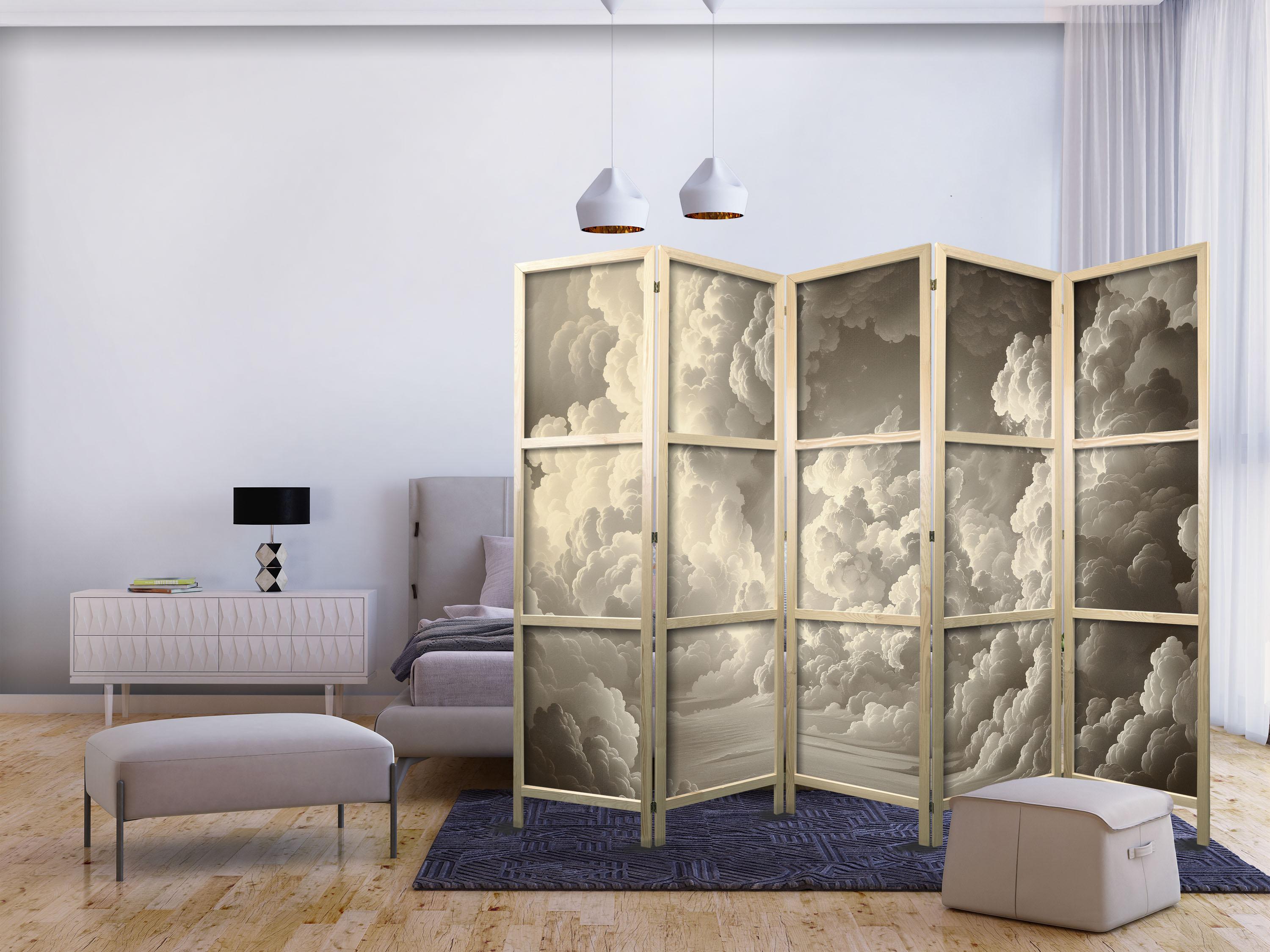 Japansk skærmvæg med skymotiv 225 x 172 cm - 5-panel rumdeler