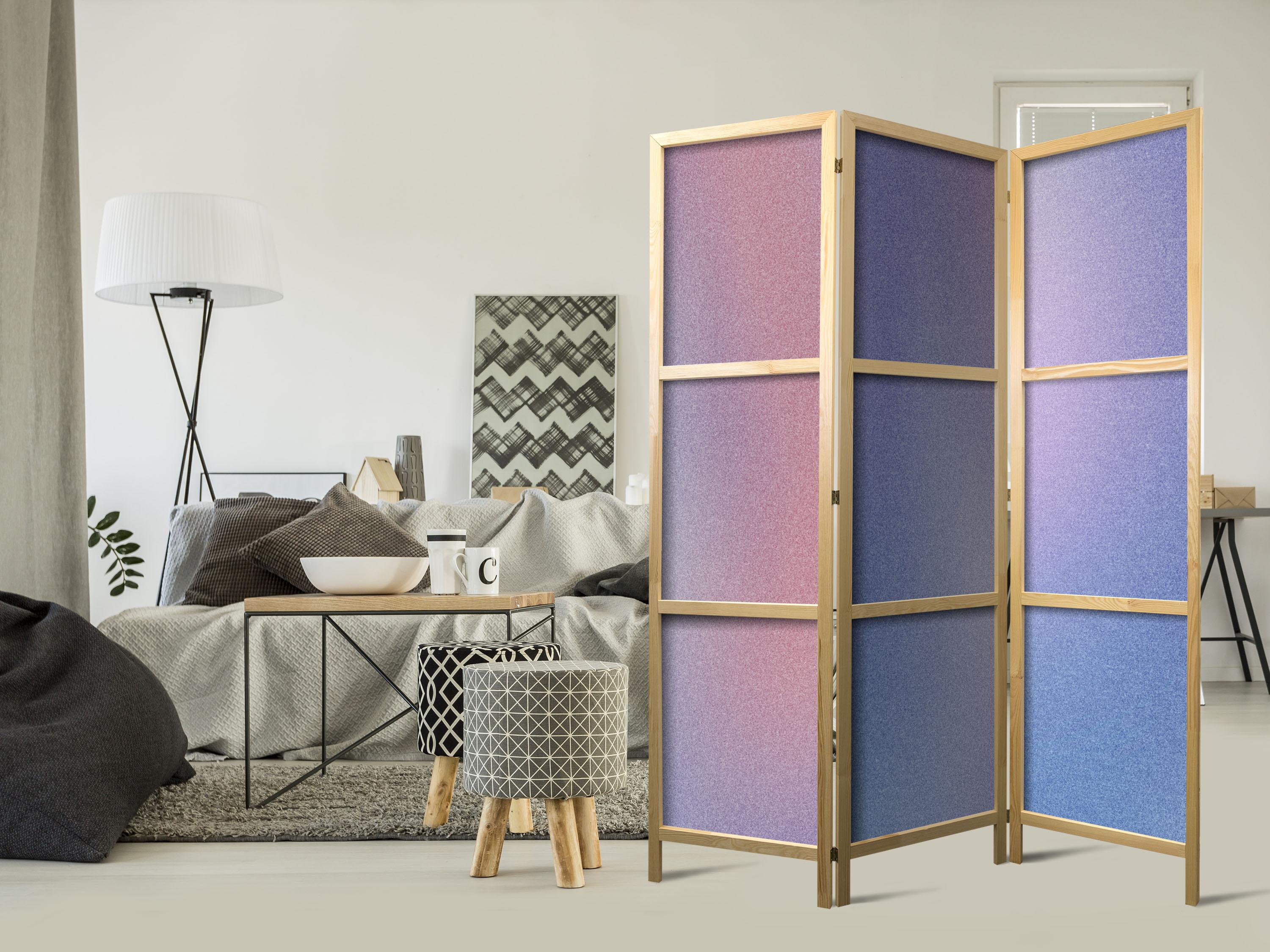 Japansk skærmvæg Rainbow Gradient 135 x 172 cm - 3-panels rumdeler med flerfarvet farveforløb