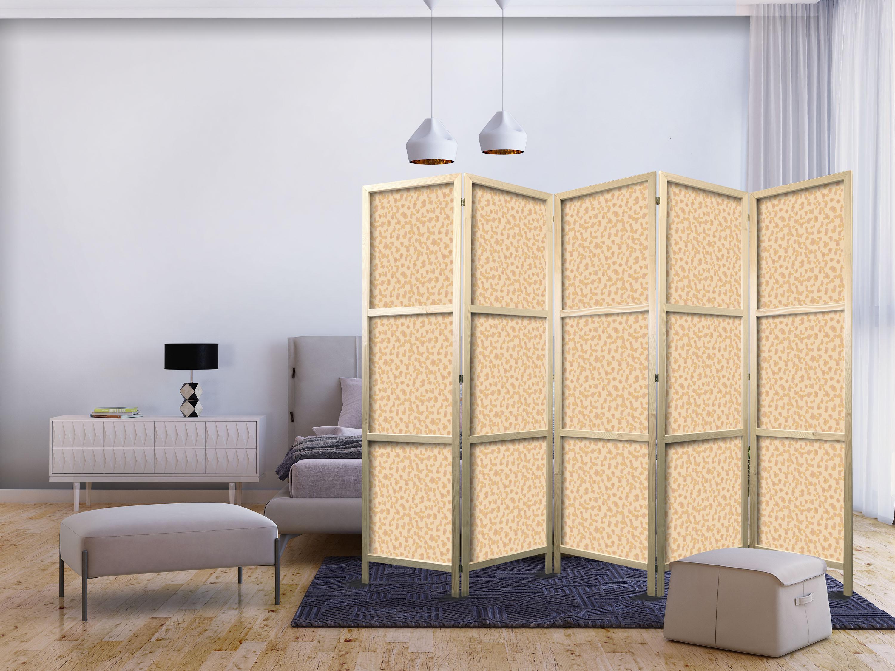 Japansk skærmvæg Tiny Dots i ferskenfarver 225 x 172 cm