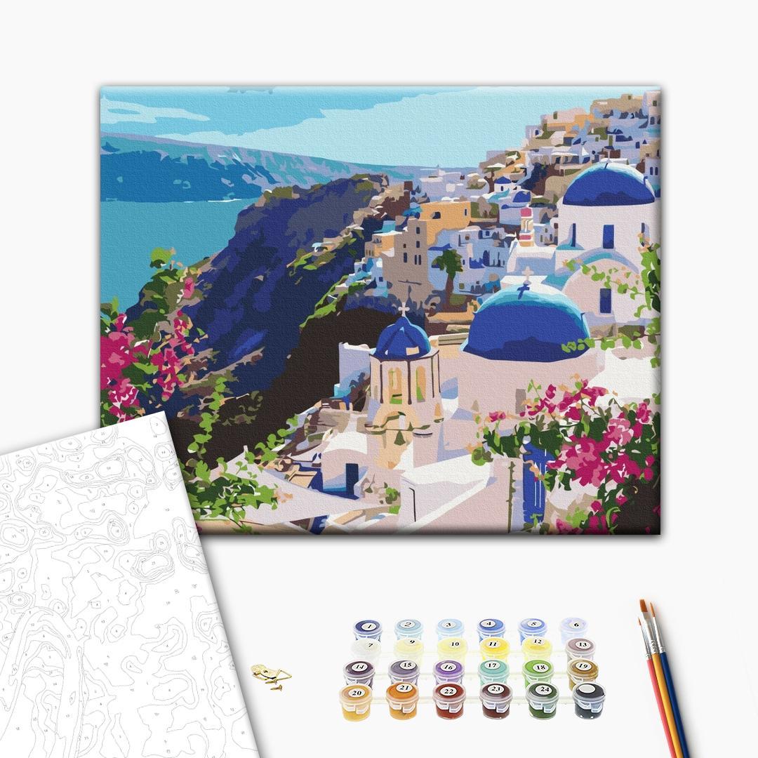 Mal efter tal billede - Tagene på Santorini 50 x 40 cm