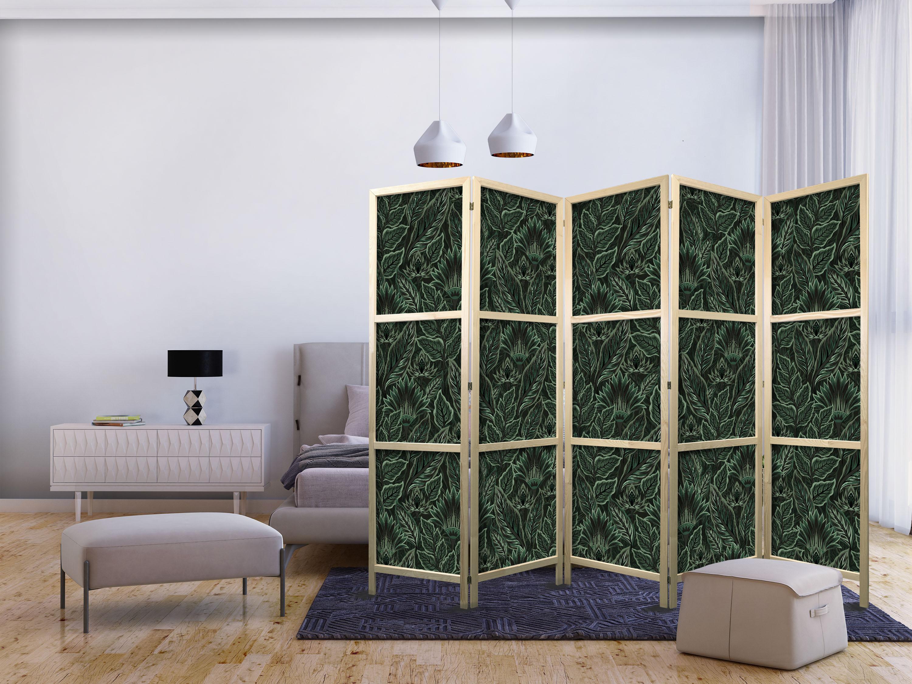 Japansk skærmvæg rumdeler 225 x 172 cm - tæt vegetation i grøn