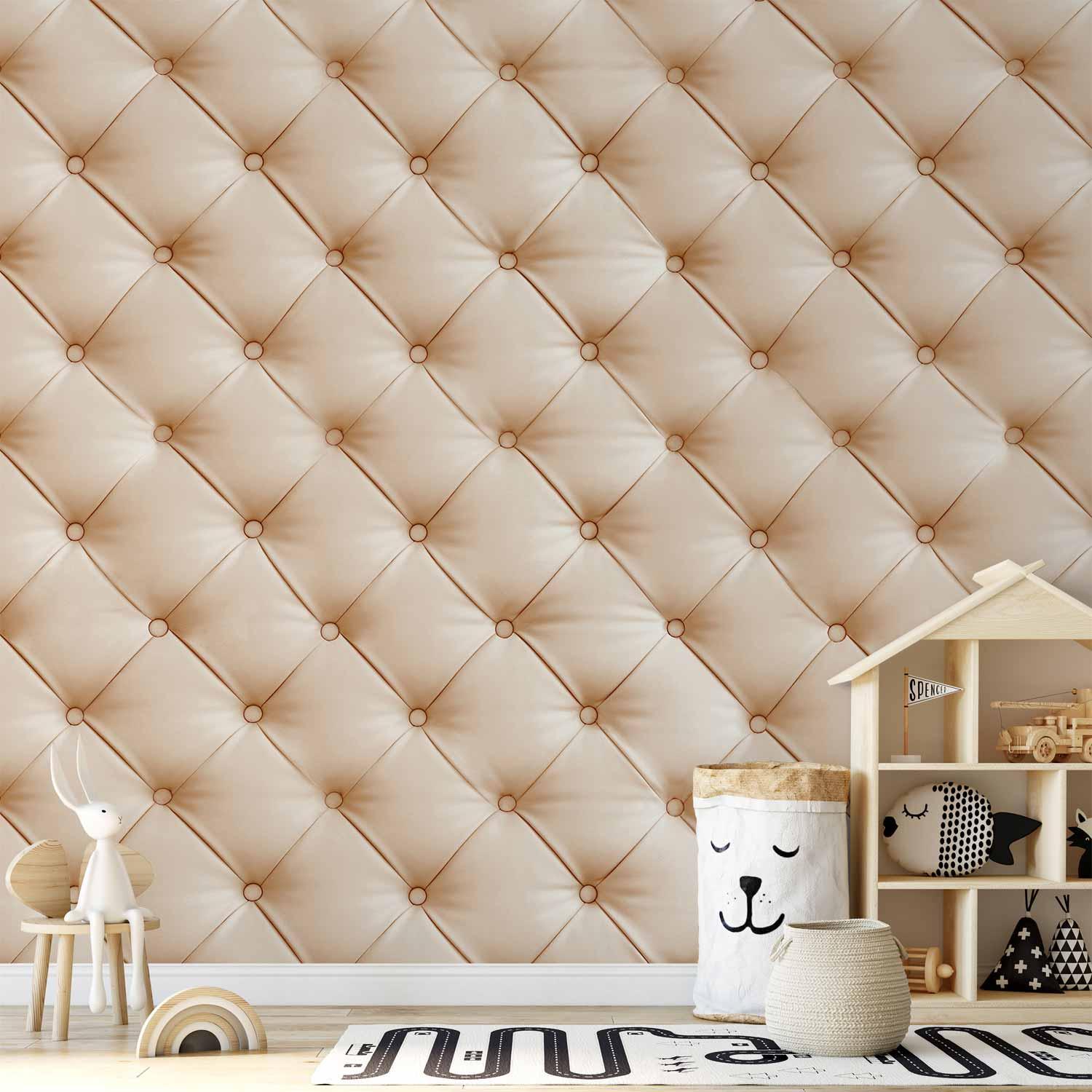 Fototapet med quiltet beige mønster - 200 x 140 cm - Vandtæt