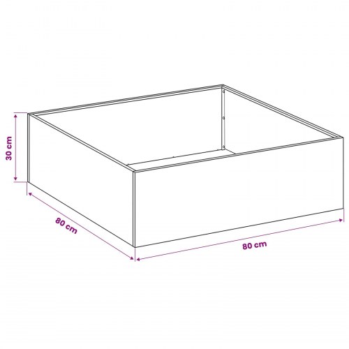 Have blomsterkrukke sort 80 x 80 x 30 cm i koldvalset stål