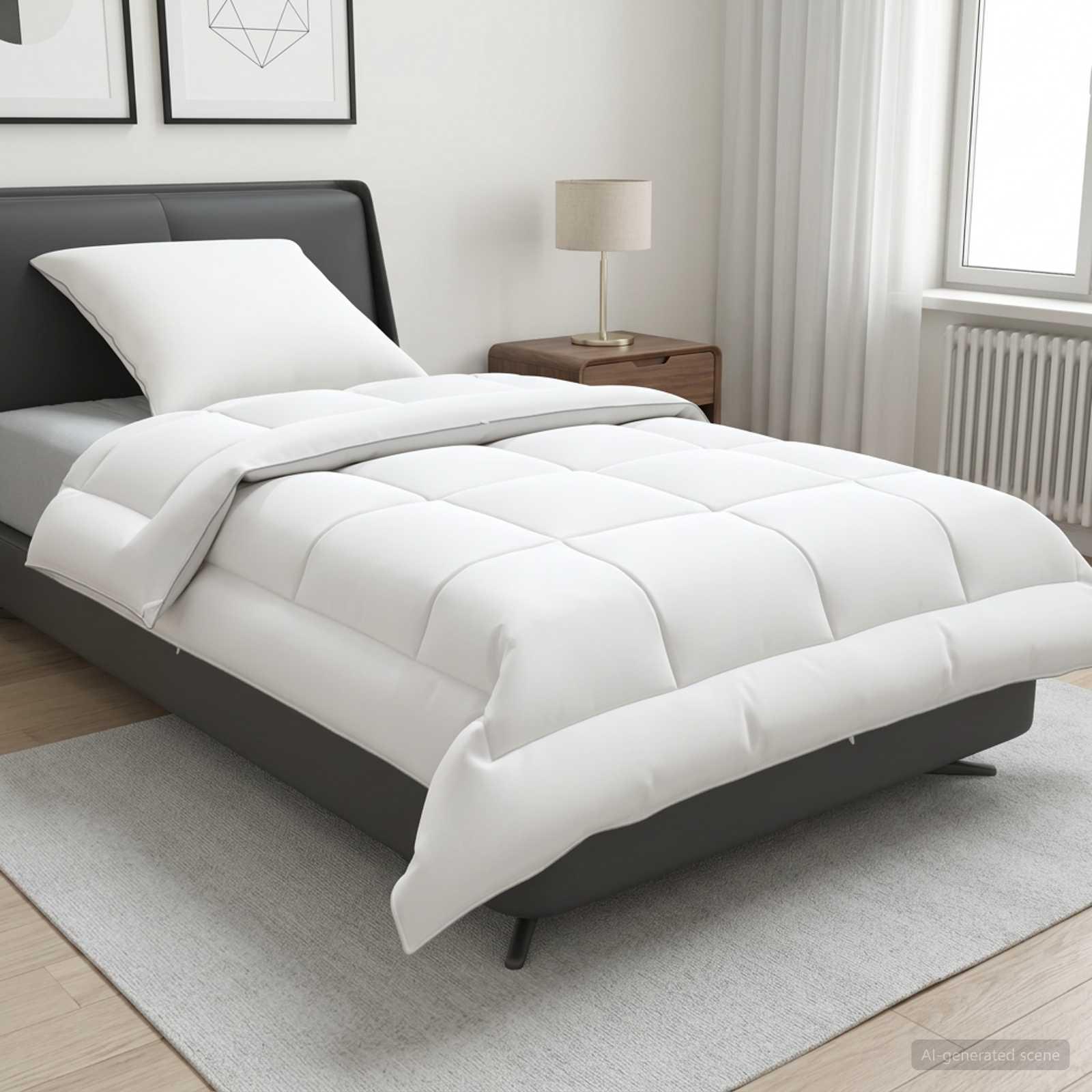 vidaXL Dyne- og puddesæt 2 stk. 155x200 cm Sommer 200 GSM Uld Hvid