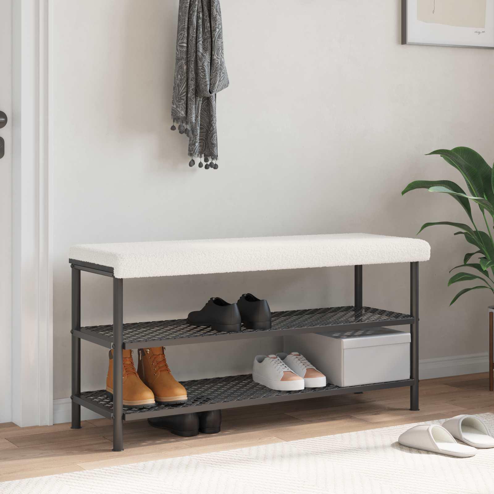 Bænkpude i sherpa cremefarvet 110 x 38 cm til bænk billede