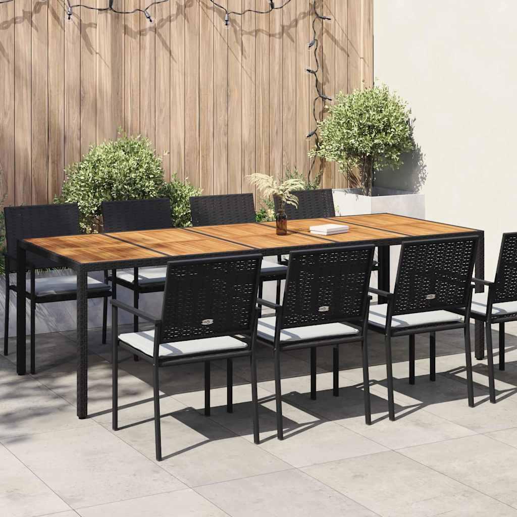 Havebord i sort polyrattan til terrasse og udendørs spisning