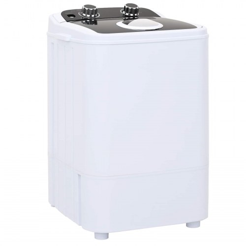 Mini vaskemaskine 4,6 kg med dehydreringskurv - sort/hvid