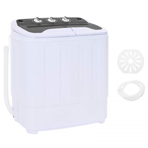Mini vaskemaskine med twin tub 3,6 kg sort og hvid