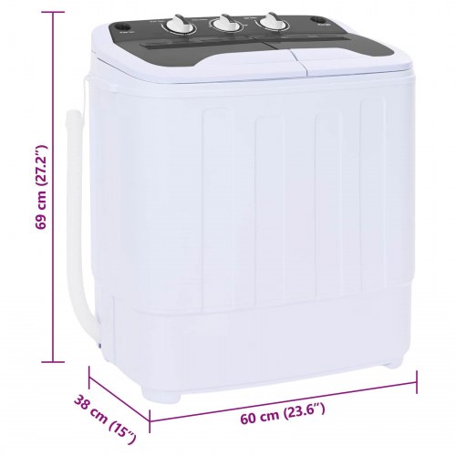 Mini vaskemaskine med twin tub 3,6 kg sort og hvid