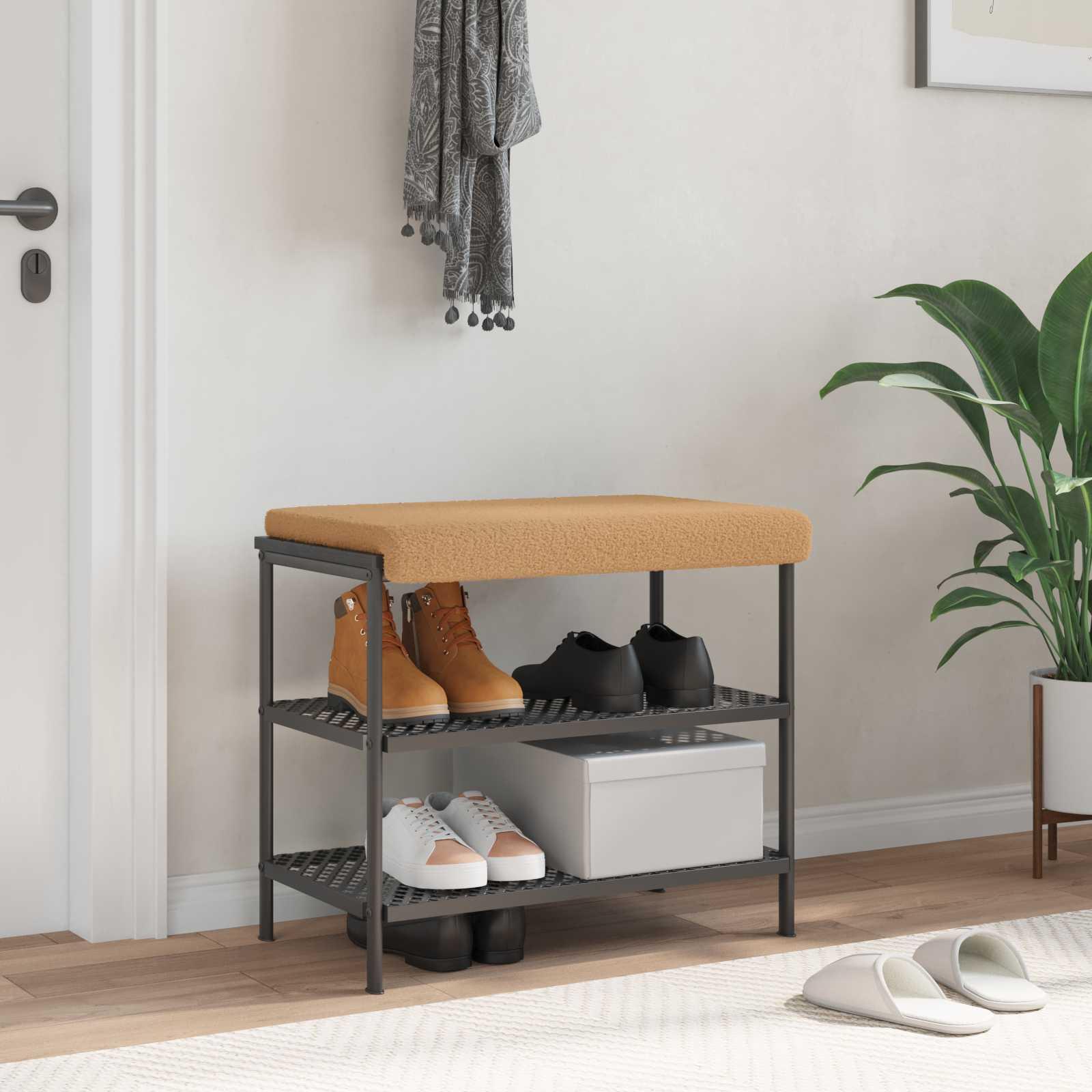 Bænkpude i sherpa beige 60 x 38 cm til bænk og siddeplads billede