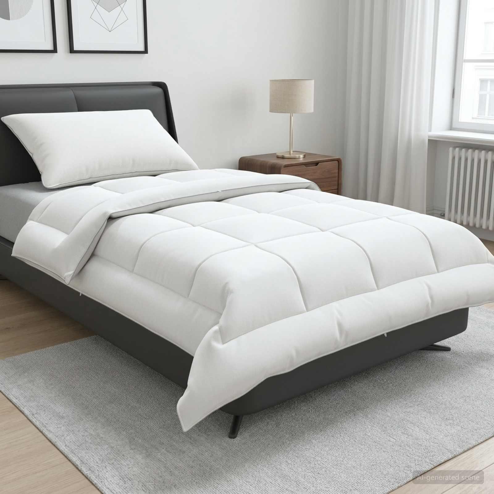 vidaXL Dyne- og puddesæt 2 stk. 137x200 cm Sommer 200 GSM Uld Hvid