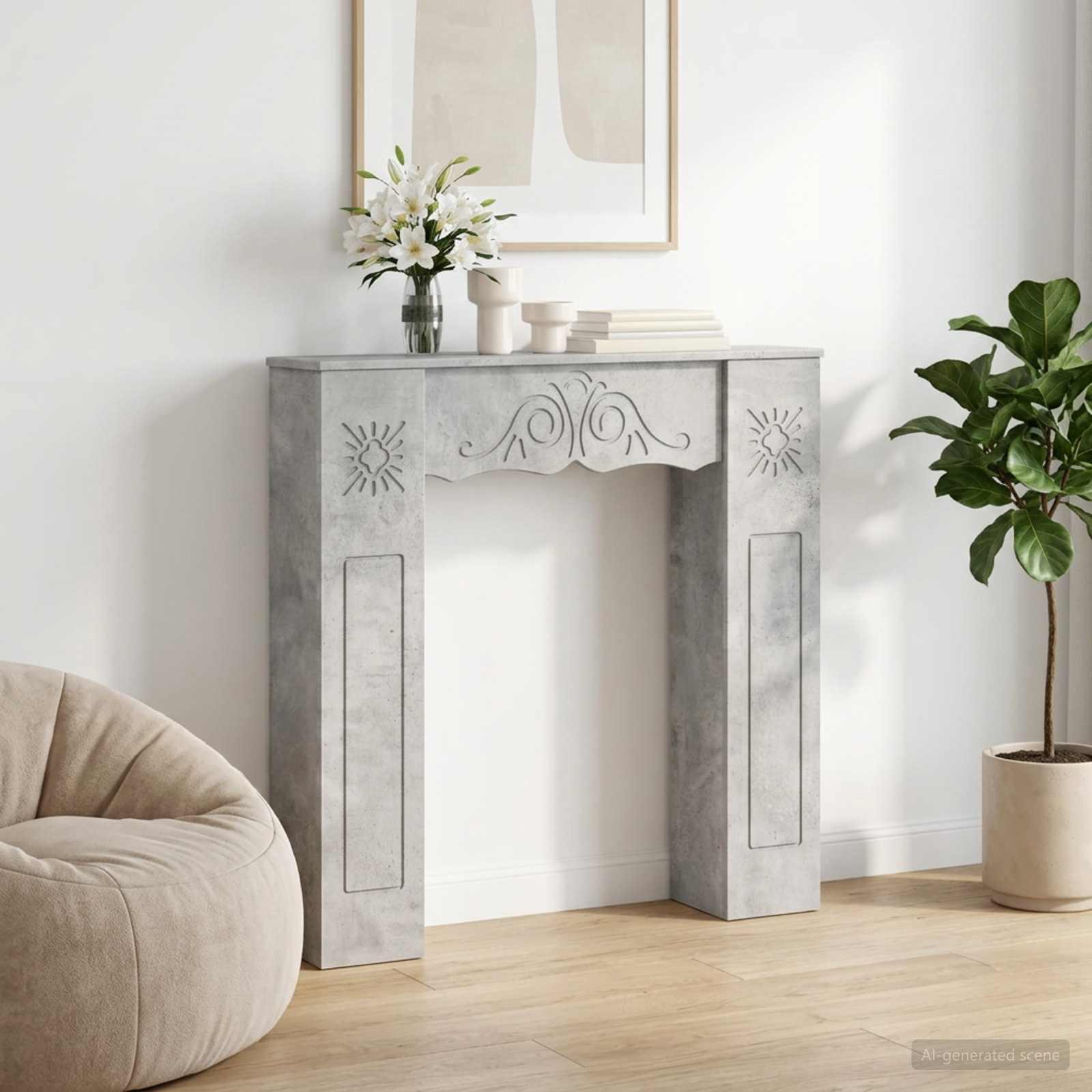 Pejseramme betongrå 102 x 20 x 102 cm i konstrueret træ