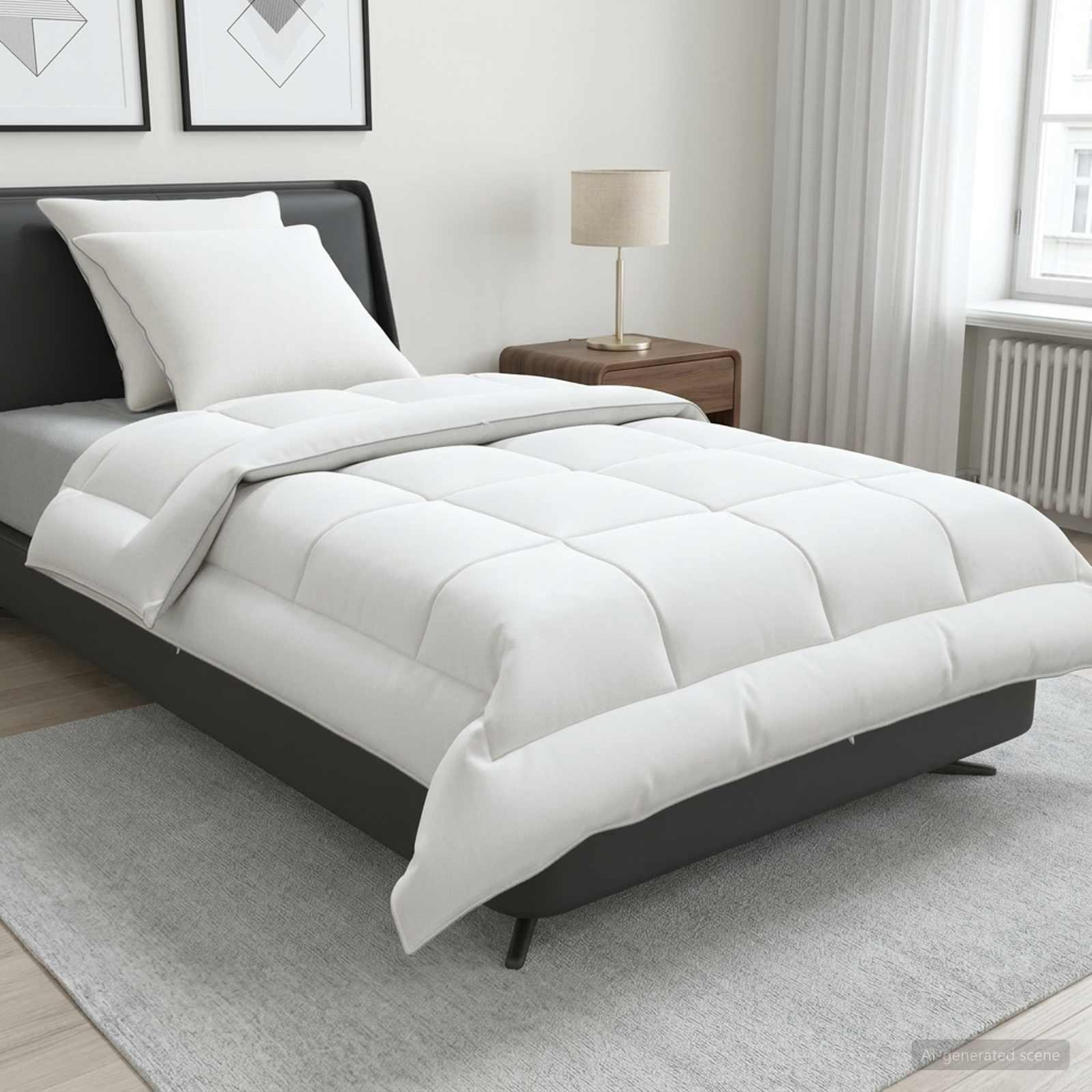 vidaXL Dyne- og puddesæt 3 stk. 140x220 cm Sommer 140 GSM Uld Hvid