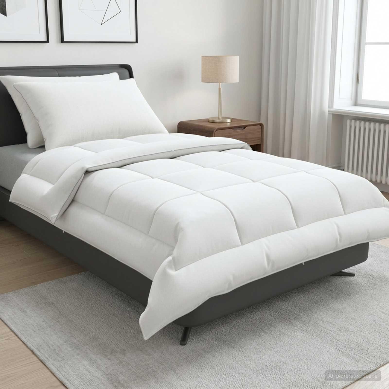 vidaXL Dyne- og puddesæt 3 stk. 140x220 cm Sommer 140 GSM Uld Hvid